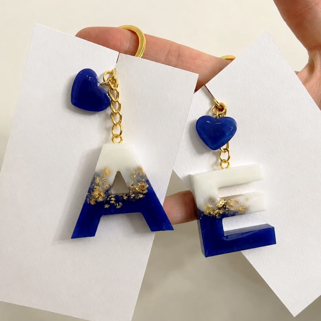 Custom Resin Initial Keychain